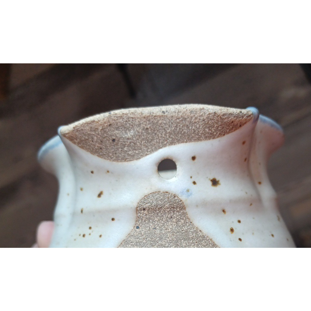 VTG Blue Heart Salt Speckled Stoneware Wall Vase Pocket 7x4 Country Cottage - Picture 11 of 16